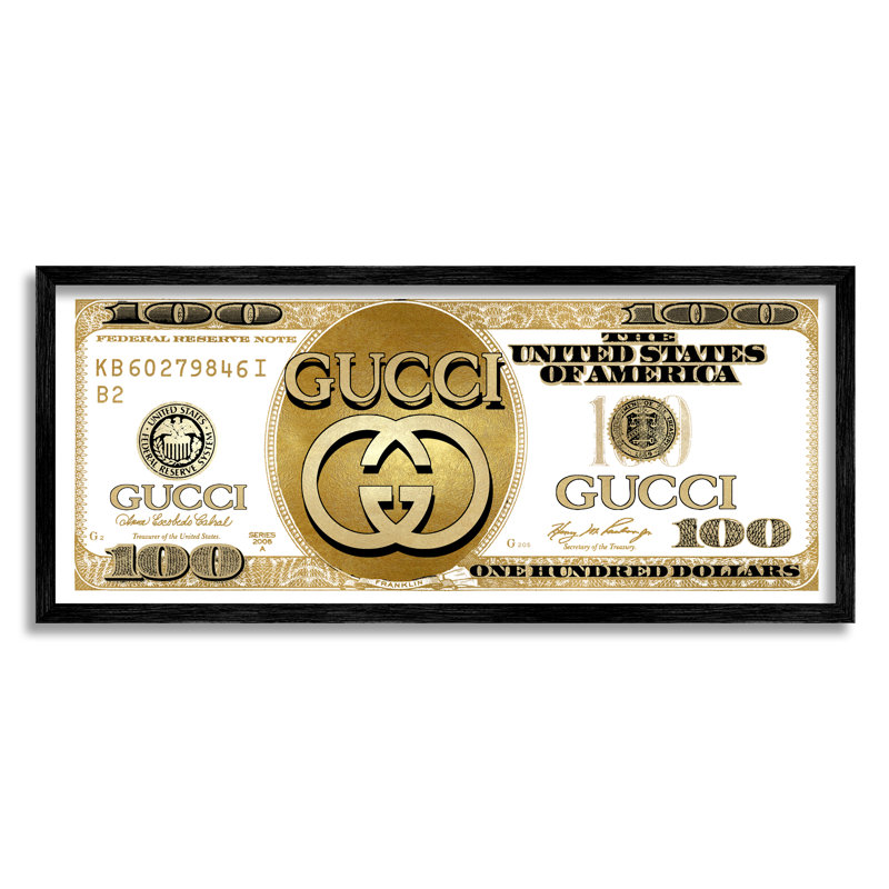 Conception chic et chic d'un dollar américain, L 30 po x H 30 po, Giclée encadrée noir minuit