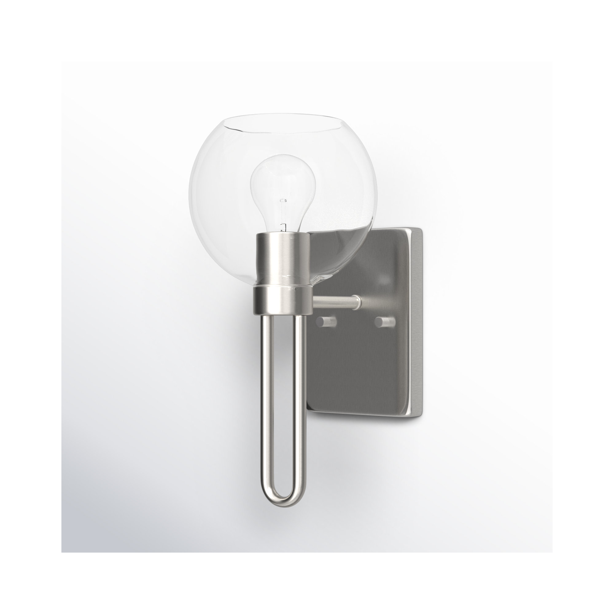 Single Transparent Dimmable Bath Sconce, Brushed Nickel