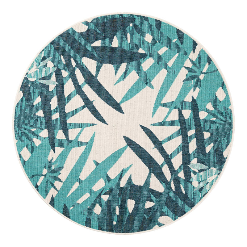 Indoor/Outdoor Botanical Area Rug, Round 5'1"
