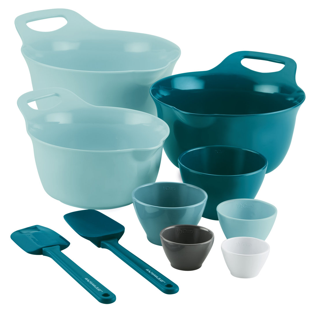 Rachael Ray Mix and Measure Mixing Bowl Measuring Cup and Utensil Set, 10 Piece Rachael Ray