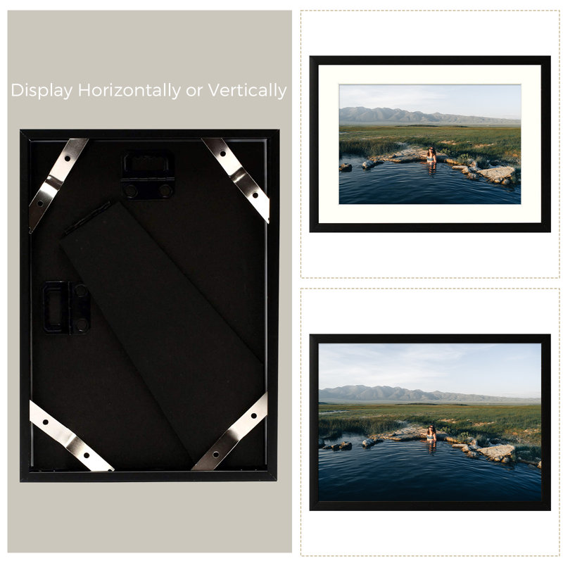 Drennon Metal Picture Frame, Aluminum Photo Frame, Black, 5" x 7" Matted to 4" x 6"