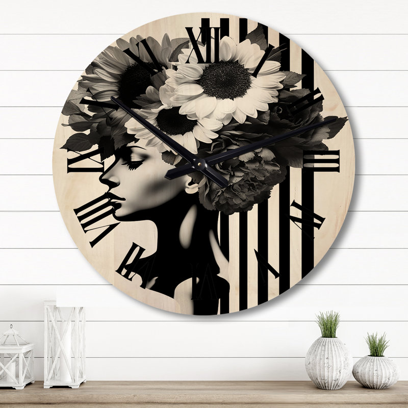 Horloge murale en bois massif Loes, Grand