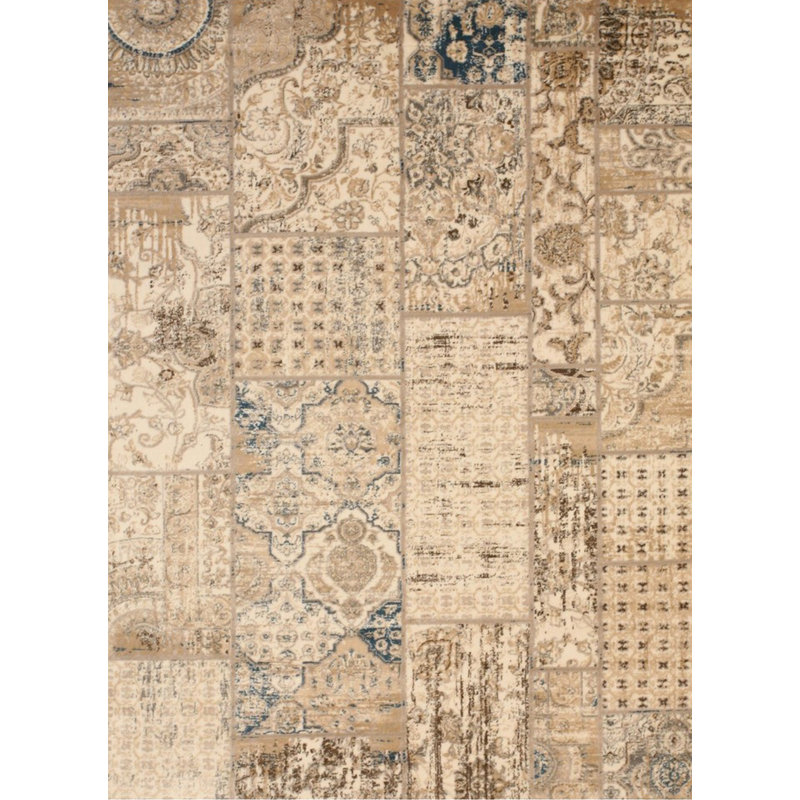 Gruber Ivory Machine Made Area Rug, Rectangle 5'3" x 7'3"