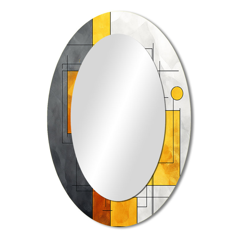 Miroir mural jaune et gris à motif géométrique Fusion 6, H 36 po x l 24 po