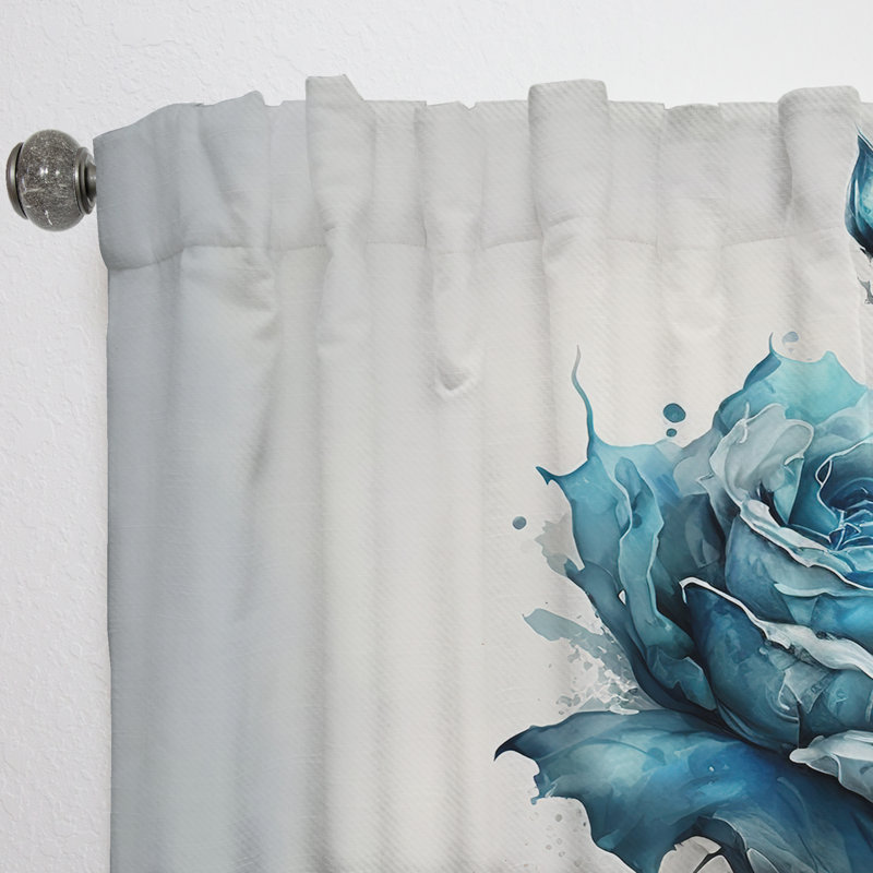 Linus - rose bleue avec des épines - rideau en velours traditionnel - obscurcissant - 1 panneau, L 52 po x L 84 po