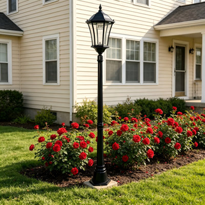 Solar Post Light Streetlight Black Aluminium