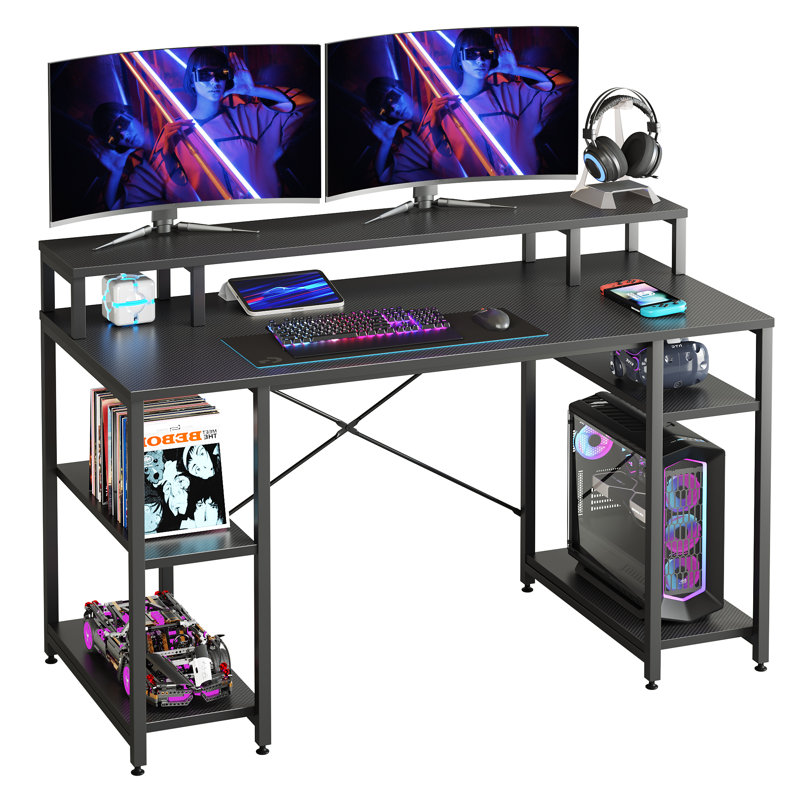 Bureau d'ordinateur 55 "avec tablette pour écran Haigh, Noir carbone