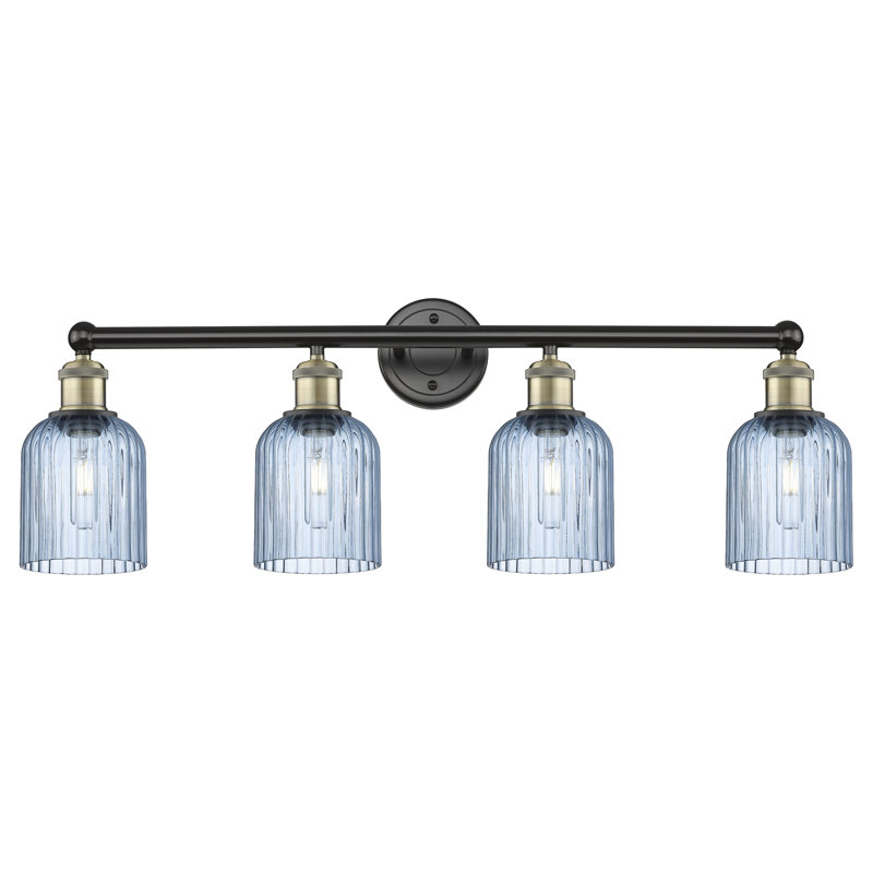 Fiennes 4 - Light Dimmable Vanity Light, Black Antique Brass, Blue