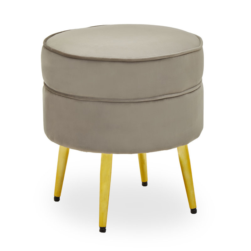 Willsboro 40cm Wide Velvet Round Solid Colour Footstool Ottoman, Mink