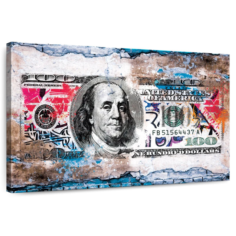 Brickwork Benjamin Dollar Bill, 30" H x 45" W