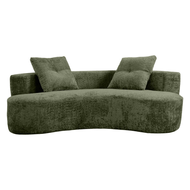 Canapé désossé avec 2 coussins, plancher rembourré, Green Boucle
