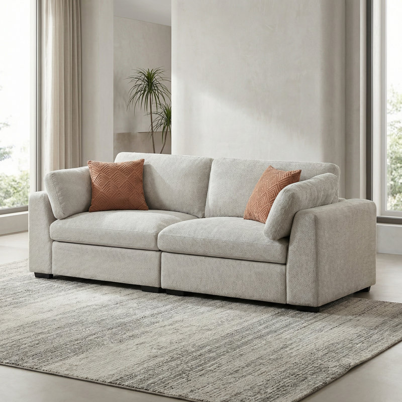 Canapé modulaire rembourré 92,12 po Cloud, Gris clair
