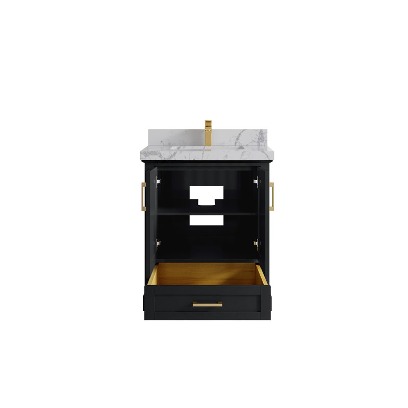 Boston 30 po X P 22 po D Meuble-lavabo simple en fer forgé avec 2 quartz, Venatino