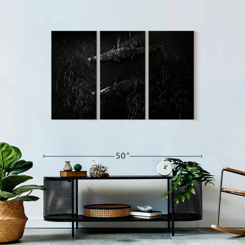Brampt Black Lake Crocodiles, 28" H x 45" W