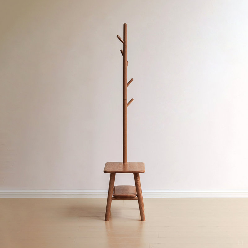 Finnegan Solid Wood Bench with Coat Hooks & Shoe Storage