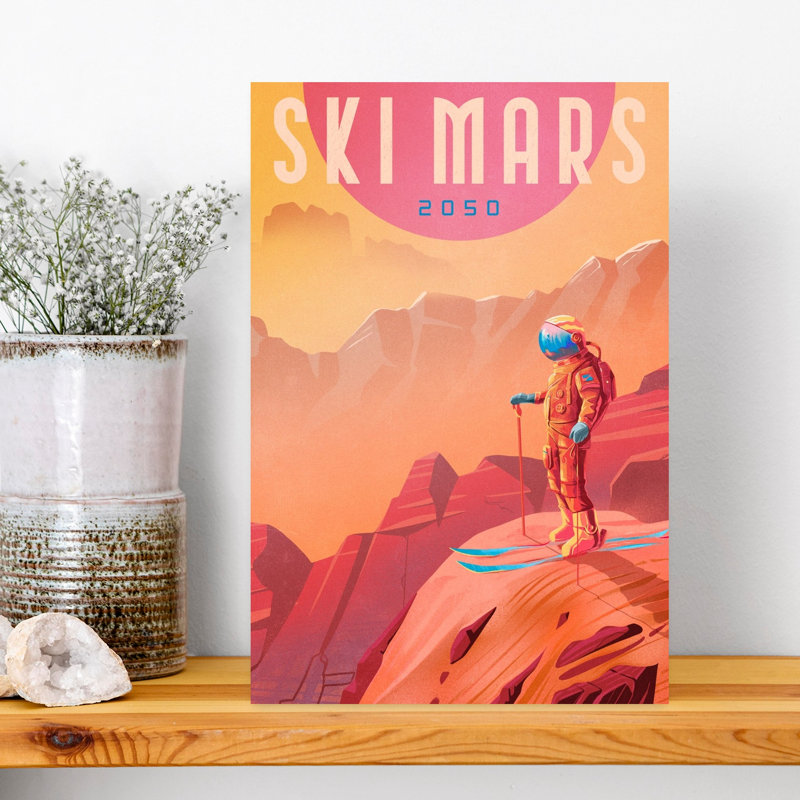 Ski Mars Abstract Contemporary Wall Art Print 1 Piece Wrapped Canvas Wall Art, 45.72cm H x 30.48cm W