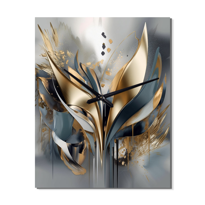 Abstract Shapes And Lines IV - Abstract Marble Wall Clock, 32" H x 24" W x 1" D