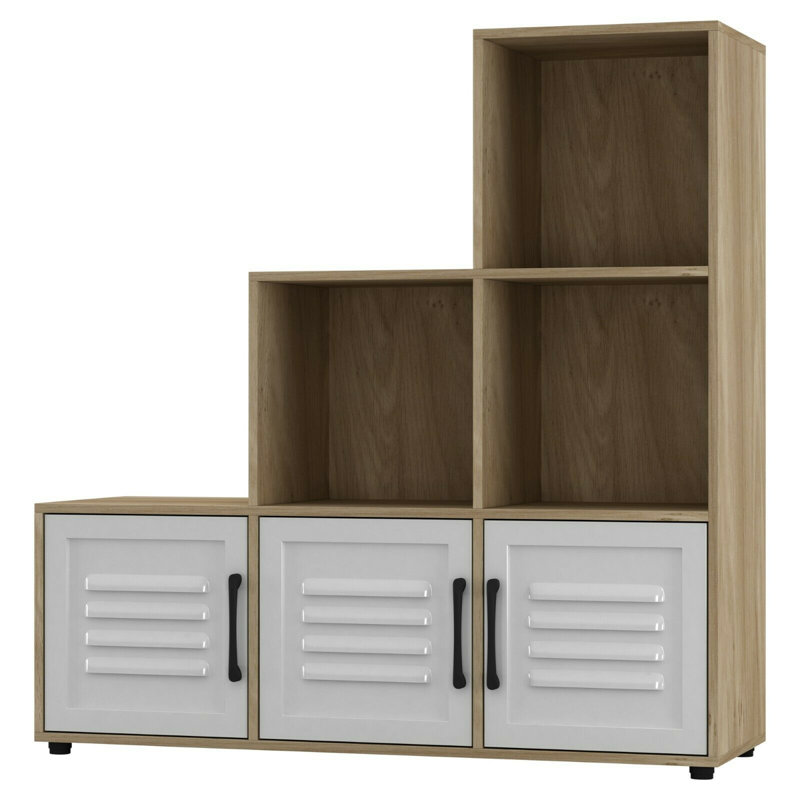 Beronica 90.5cm H x 89cm W Cube Bookcase, Beech/White
