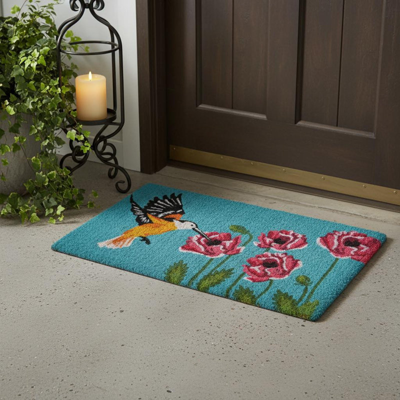 Paillasson 18 po x 30 po bleu orange et vert Coir