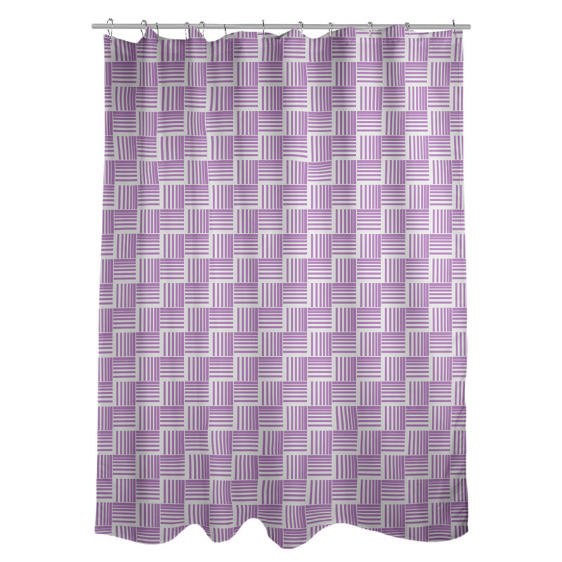 Rideau de douche simple basketweave rayures classic, Mauve clair / blanc