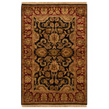Hand-Knotted High-Quality Black and Red Area Rug