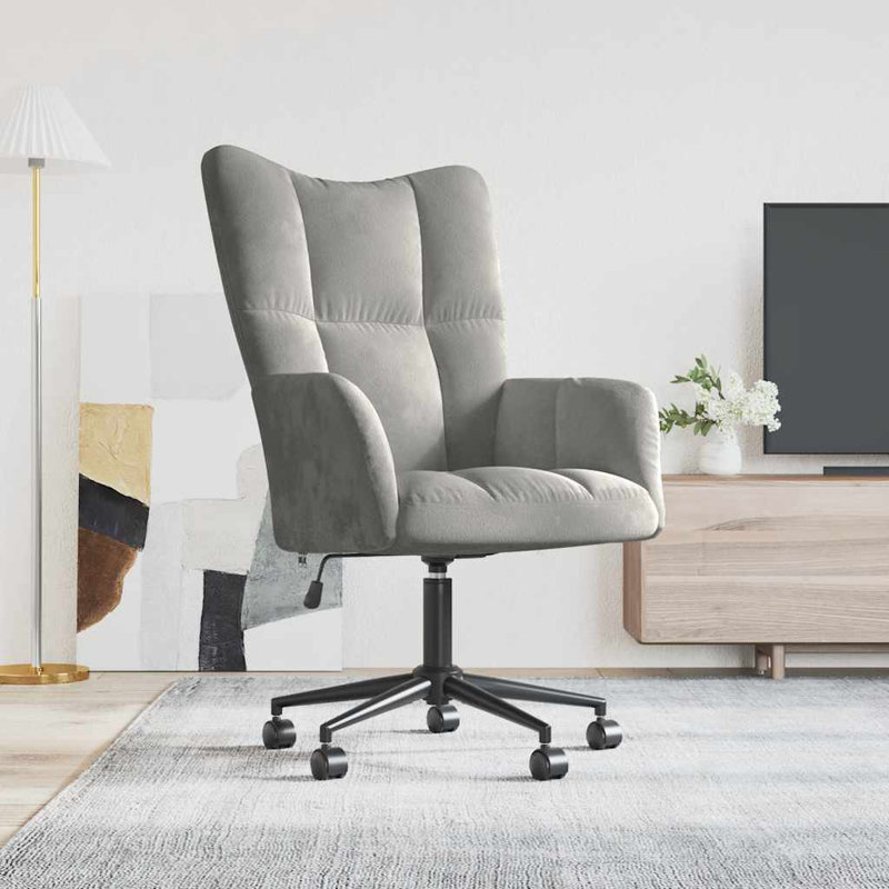 Cheong Upholstered Swivel Armchair, Light Gray Polyester