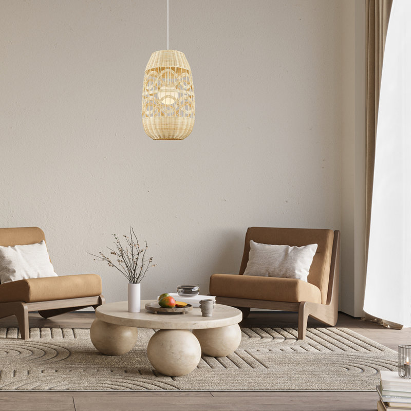 Arona 1 - Light Drum Pendant, White, Natural