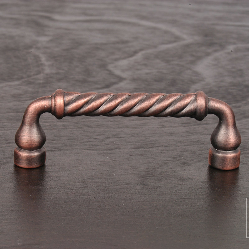 Distressed Copper Modern Bar Pull with Mounting Hardware