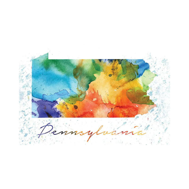 Pennsylvania State Colorful by WallDecorAddict - Wrapped Canvas Gallery-Wrapped Canvas Giclée, 66.04 cm H x 45.72 cm W