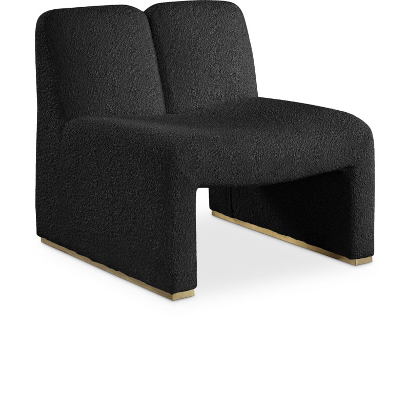 Iyesha Upholstered Slipper Chair, Black Boucle Fabric