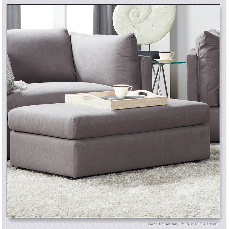 Living Room Fabric Ottoman, Carbon Gray