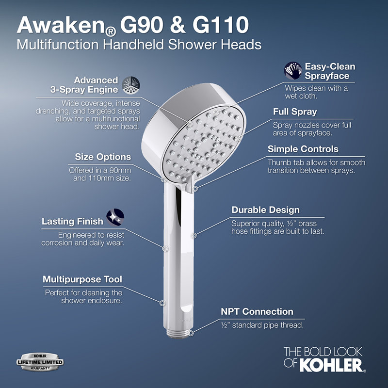 Awaken B90 2.0 GPM Multifunction Handshower