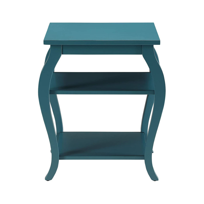 Table de bout carrée avec 2 tablettes, Sarcelle
