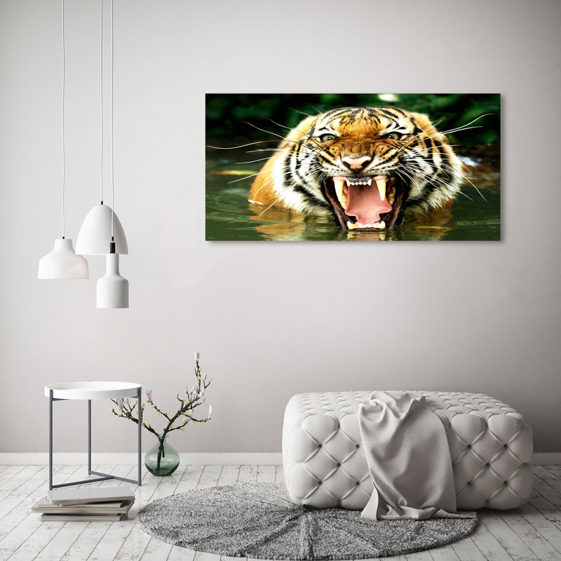 Roaring Tiger - Wrapped Canvas Print, 60cm H x 120cm W