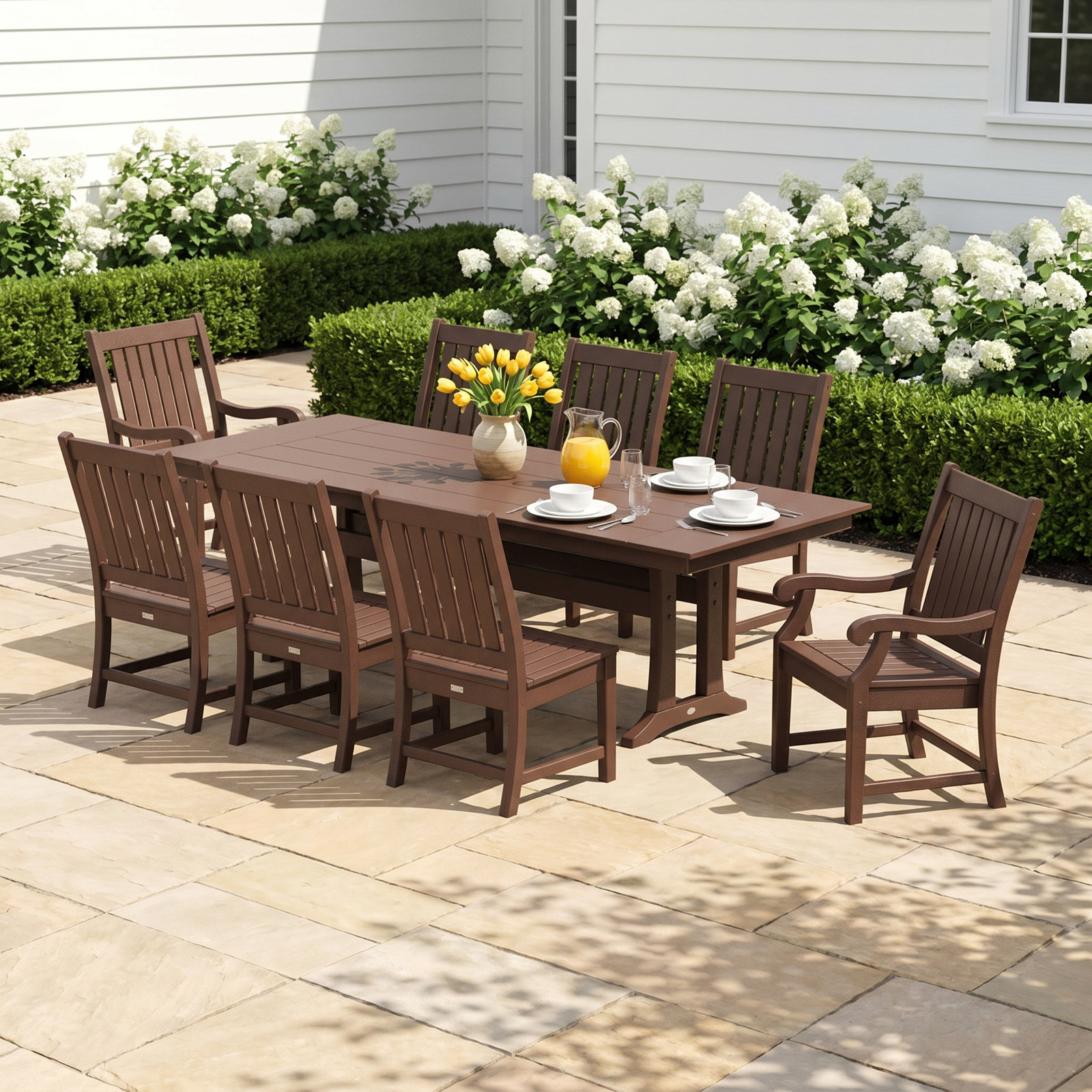 POLYWOOD® Verlyn 96" Patio Dining Set, Mahogany