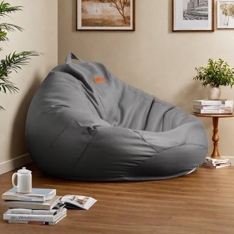 Simple casual bean bag chair, Grey Polyester