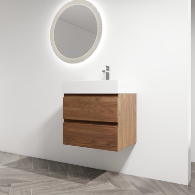 24" Bathroom Vanity With Resin Sink & 2 Soft-Close Drawers - Wall Mounted Enchanting , Drawers,