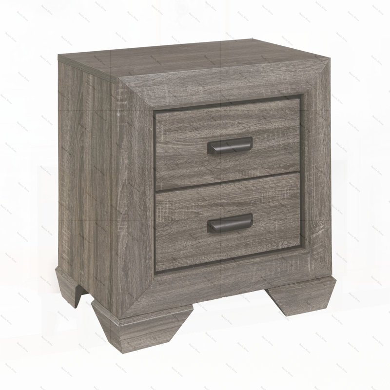 Table de chevet 2 tiroirs gris vieilli