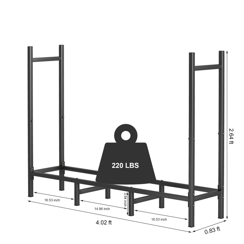 Ebern Designs Three - Section Black Spliced Firewood Rack | Wayfair