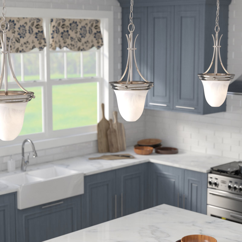 Chisolm 1 - Light Single Pendant, No, Brushed Nickel with Alabaster shade