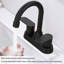 Robinet de lavabo de salle de bain à 2 poignées en acier inoxydable avec bec pivotant-111170916