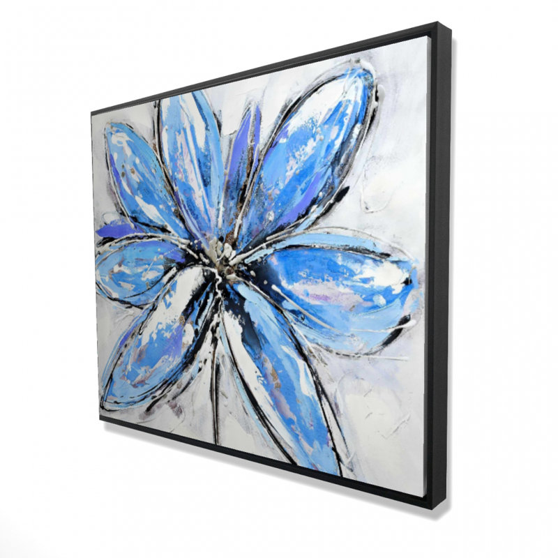 Blue Flower Print On Canvas, H 48 po x l 60 po