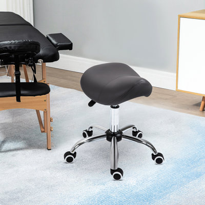 Fauteuil de selle en cuir Pu, réglable en hauteur, pivotant sur 360 degrés, stable pour une utilisation à long terme, siège roulant ergonomique gris, cuir, diverses