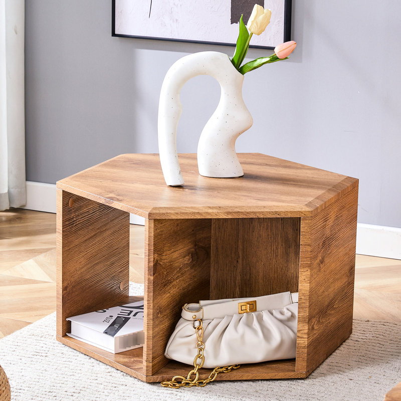 Table basse avec forme hexagonale - Autocollants à motifs caractéristiques et rangement multiple et conception attrayante Entretien facile dans un style simple mais élégant convenant à divers styles de maison