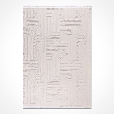 Modern Cream Machine Washable Non-Slip Area Rug