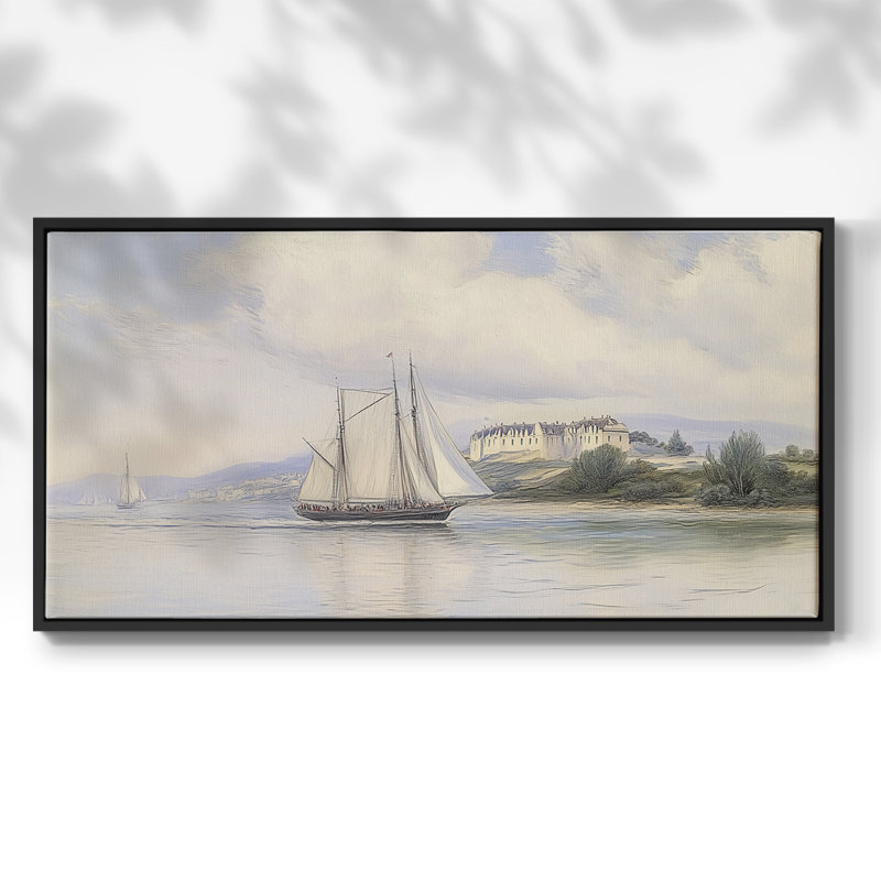 Série nautique-CLxxvi - Toile tendue avec châssis encadré - Prêt à être accroché, H 21 po x l 41 po, Noir