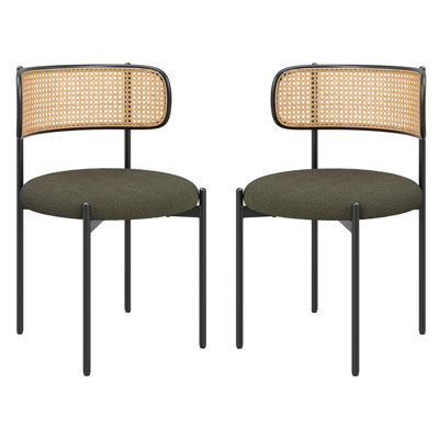 Ambri Rattan Back Fabric Upholstered Side Chair