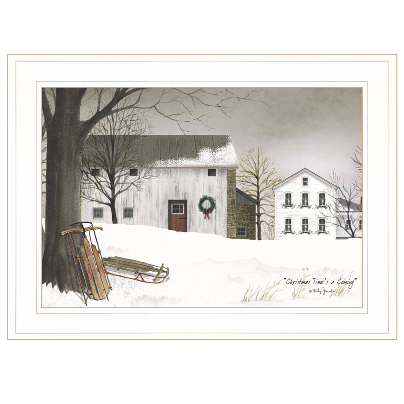 «Christmas Time is Coming», art mural encadré pour le salon et la maison par Billy Jacobs, Blanc