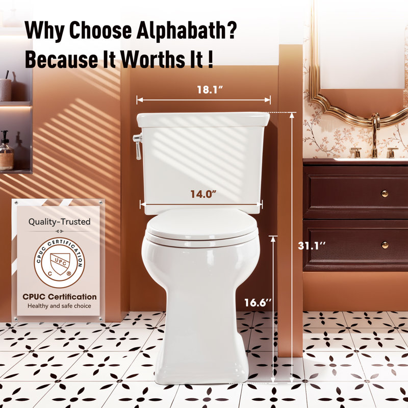 Elongated One-Piece Toilet, 16.6" ADA Comfort Height with Powerful Siphonic Flush, Nano Self-Cleaning Glaze, Soft-Close Slim Lid, Easy Installation, CUPC & MAP1000g Certified, 12" Rough-In