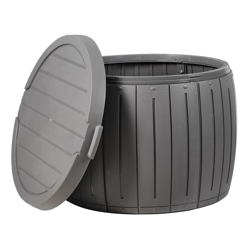 17 Stories 56cm W 161L Polyethylene Plastic Lockable Deck Box in Grey